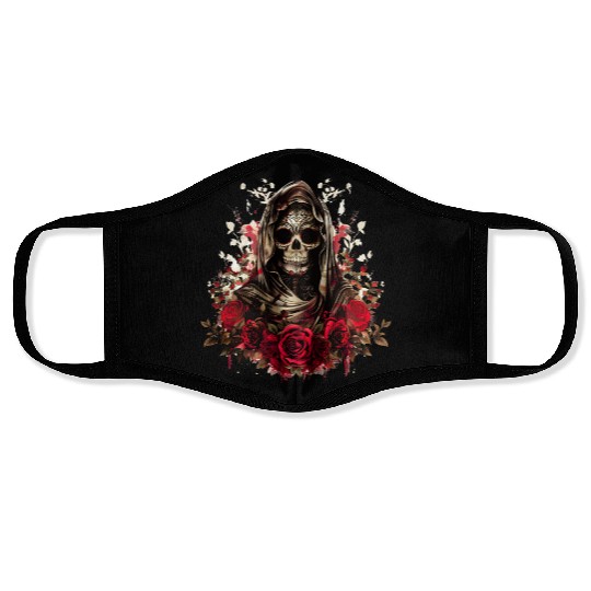 Santa Muerte Folk Saint Face Masks