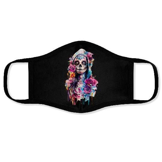 Santa Muerte Saint Mexican Folklore Dead Skull Face Masks