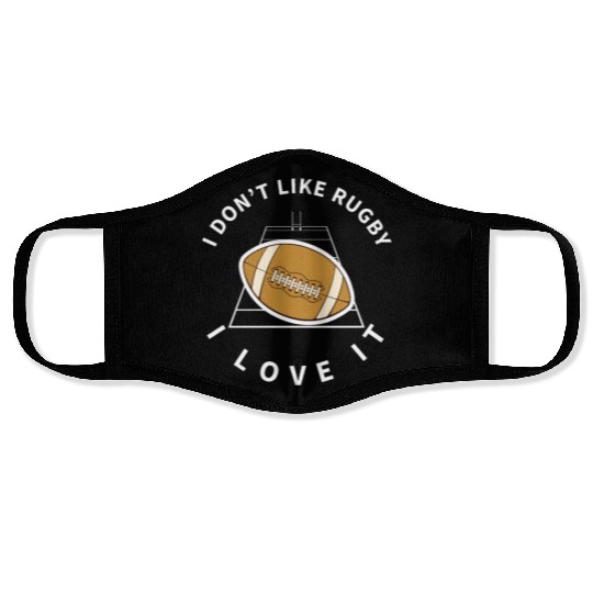 I Love Rugby Funny Rugby Player Face Masks