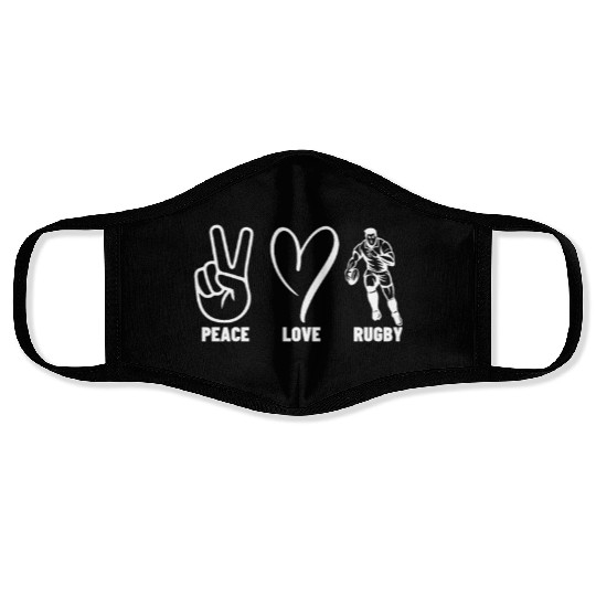 Peace Love Rugby Funny Rugby Player Face Masks