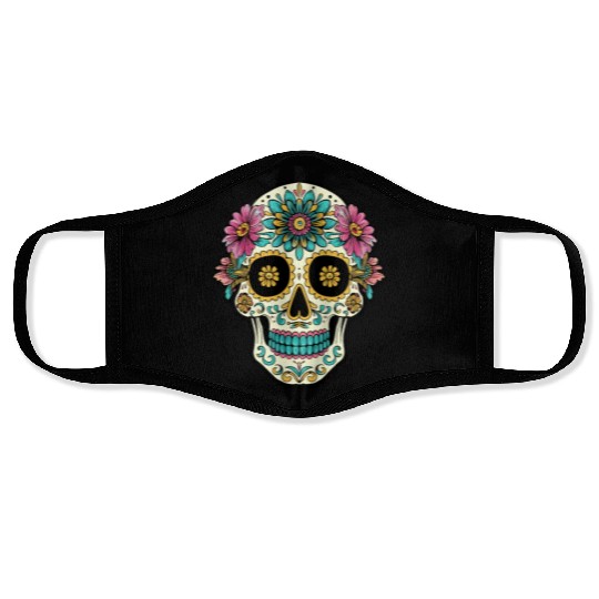 Day of the Dead Sugar Skull, Flippin Sweet Gear Face Masks