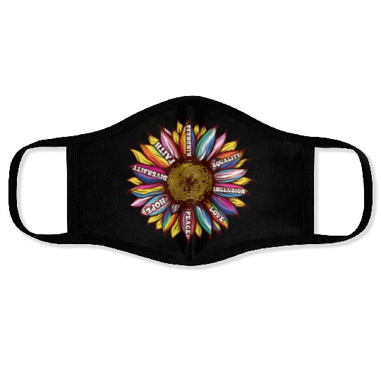 lgbtq sunflower rainbow flag Diversity Human Right Face Masks