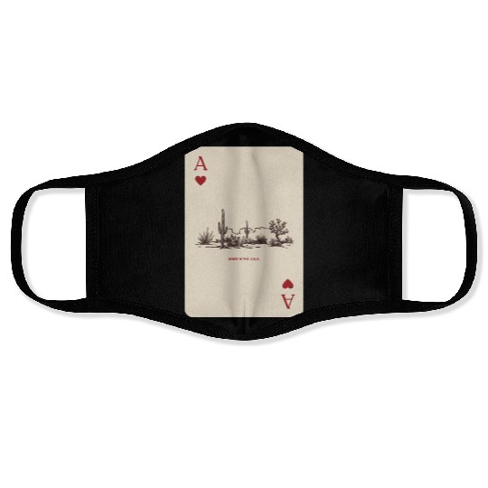 Desert Playing Card Vintage Western Landscape Face Masks