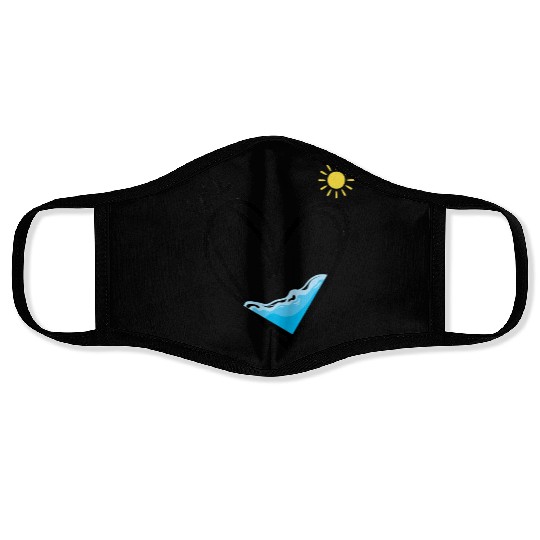 Heart with water and sun Face Masks