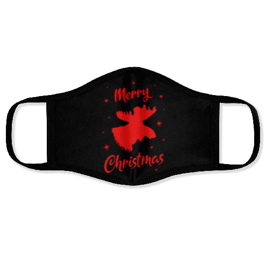 Festive Reindeer with Merry Christmas Text Face Masks