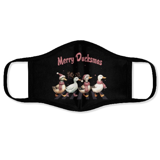 Merry Ducksmas Cute Ducks Farm Animals Christmas Face Masks