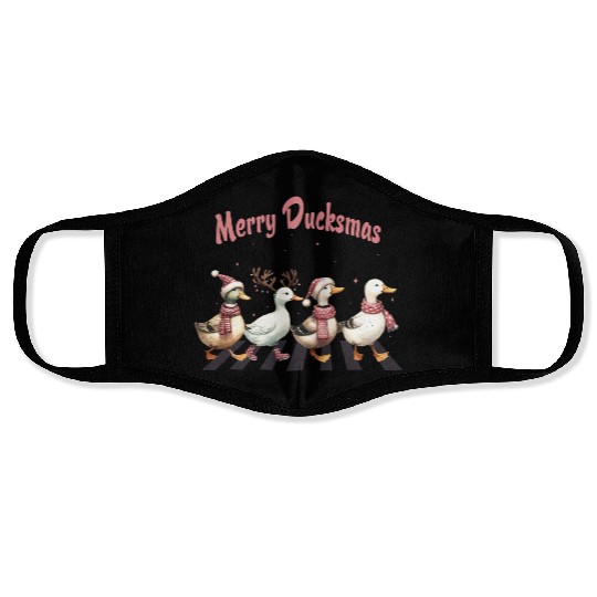 Merry Ducksmas Cute Ducks Farm Animals Christmas Face Masks