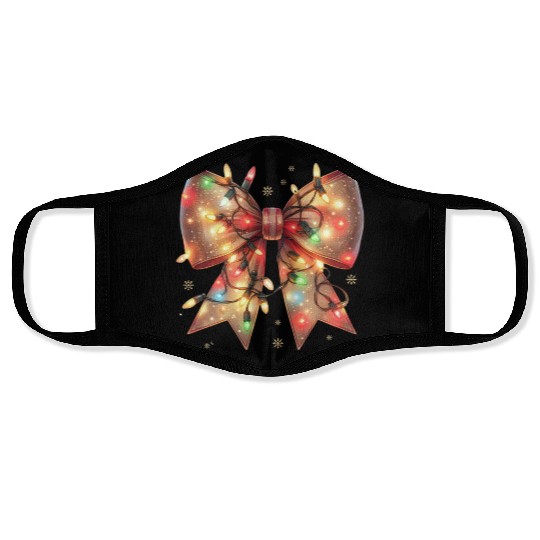 Christmas Light Coquette Bow Face Masks