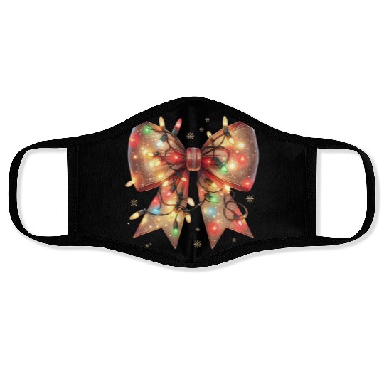 Christmas Light Coquette Bow Face Masks