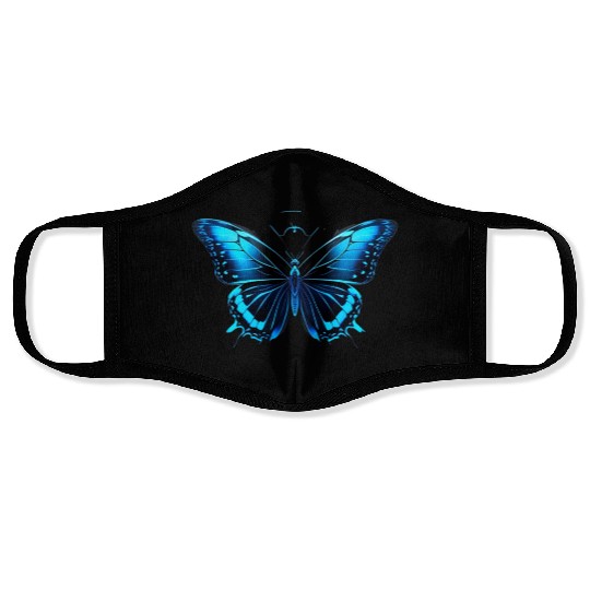Celestial Blue Butterfly Face Masks