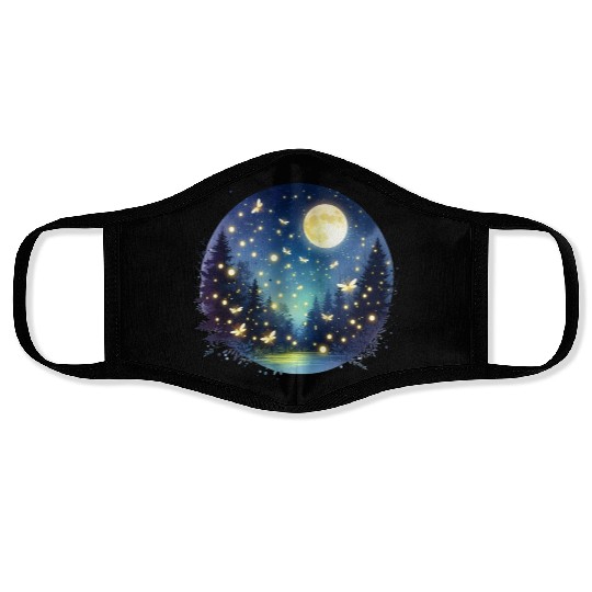 Moonlit Fireflies Face Masks