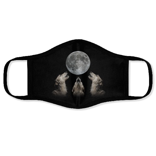 Irish Wolfhound Dog Howling Moon Face Masks