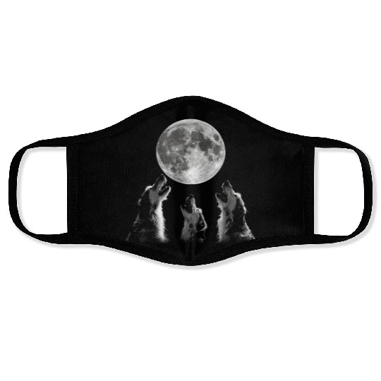 Irish Wolfhound Dog Howling Moon Face Masks