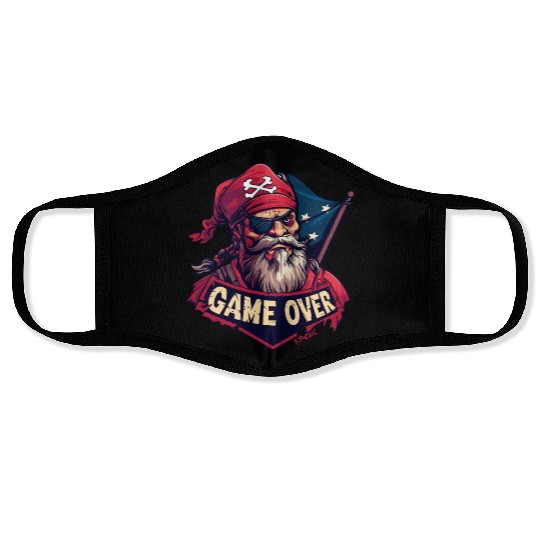 Pirate Game Over Graphic - Bold Pirate Skull Art Face Masks