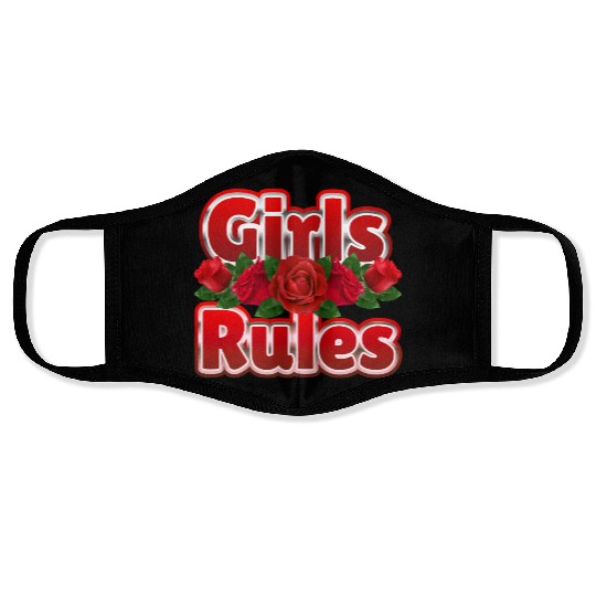 "Girls Rule: Roses and Empowerment" Face Masks