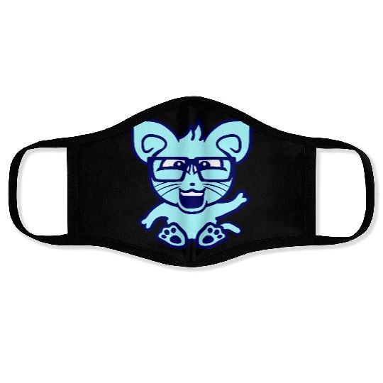 Nerd Cat Horn-rimmed Glasses Geek Smart Kitten Fun Face Masks