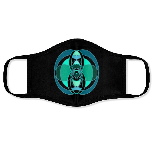 Abstract blue and green design Face Masks