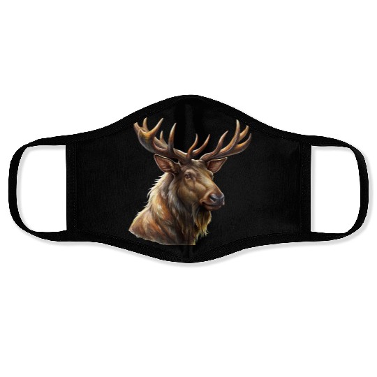 Elk head with antlers Face Masks
