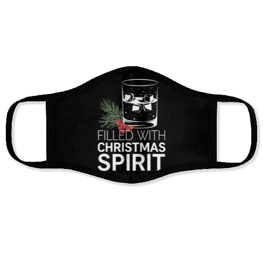 Filled With Christmas Spirit Festive Cheer Artwork Face Masks