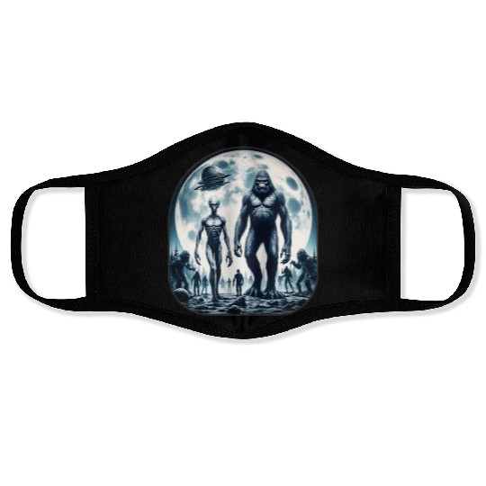 Alien And Bigfoot Sasquatch Moon Face Masks
