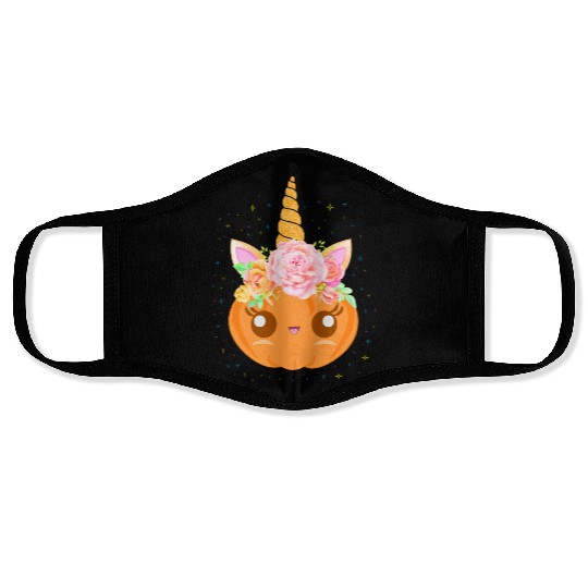 Cute Unicorn Pumpkin: Fall Festivity Delight Face Masks