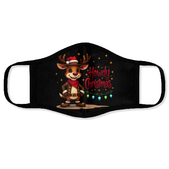 Christmas Cowboy Reindeer Face Masks