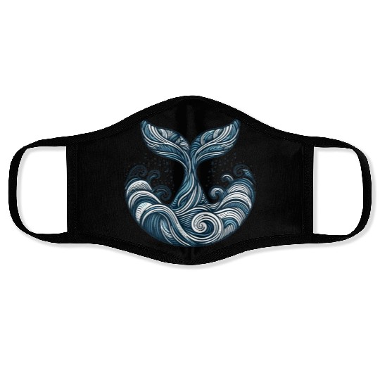 Whale Tail and Waves Face Masks