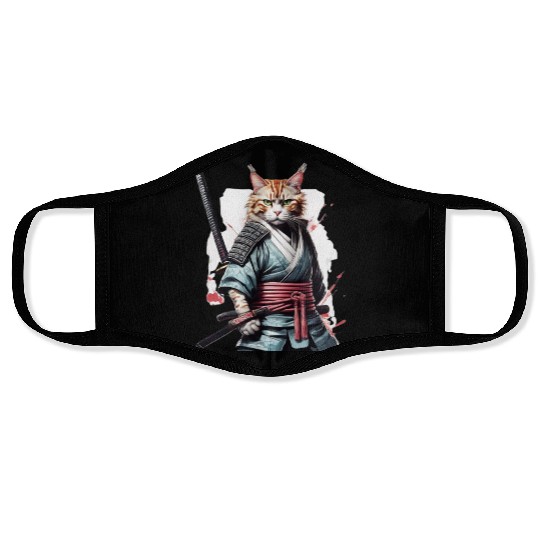 Fearless Samurai Cat Face Masks