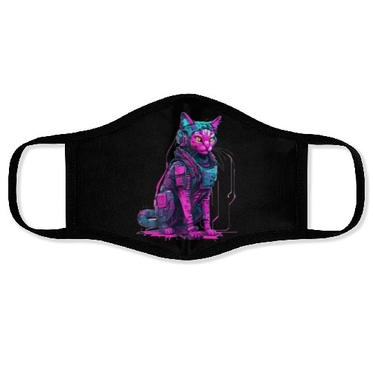 Cyber Warrior Cat Face Masks