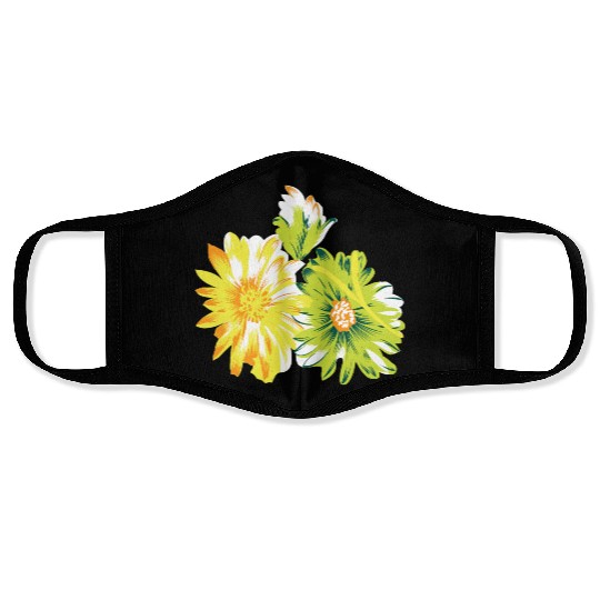 Vibrant Tropical Flower Pattern Face Masks