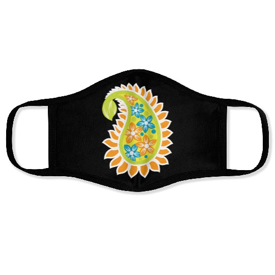 Vibrant Floral Paisley Pattern Face Masks