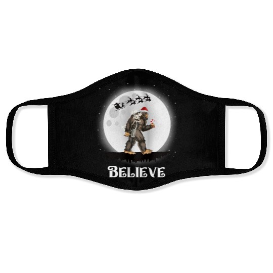 Believe Santa Bigfoot Christmas Sasquatch Face Masks