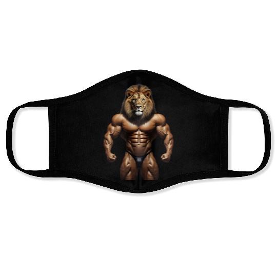 LION KING POWER: MUSCLE CHAMPION Bodybuilder Gym Face Masks