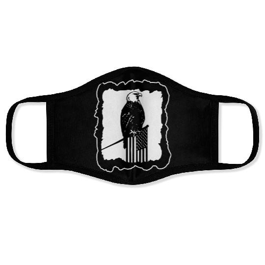 Framed Eagle On Flag Pole LIKE US ON FACEBOOK # Face Masks