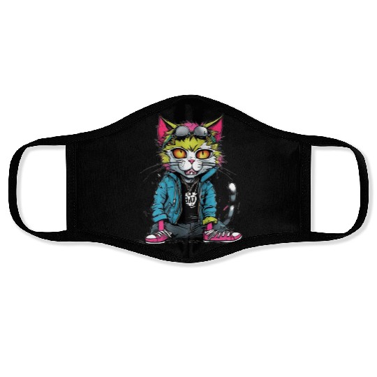 Punk Bad Cat Face Masks
