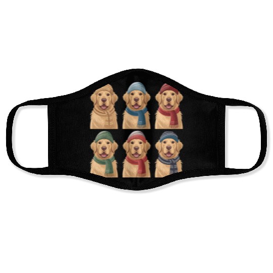 Winter Cute Golden Retriever Face Masks