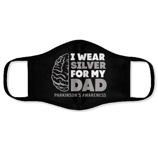 I Wear Silver For Dad Parkinsons Disease Awareness Face Masks