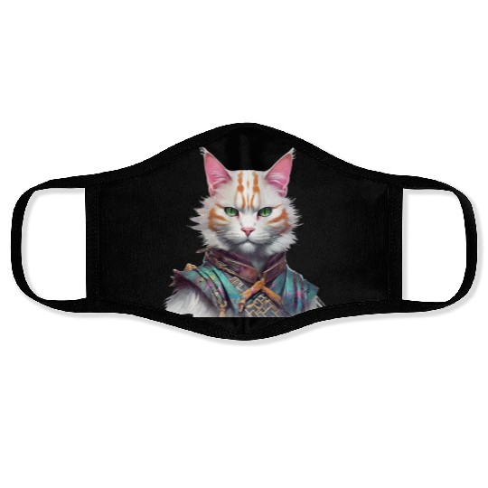 Samurai Cat Guardian Face Masks