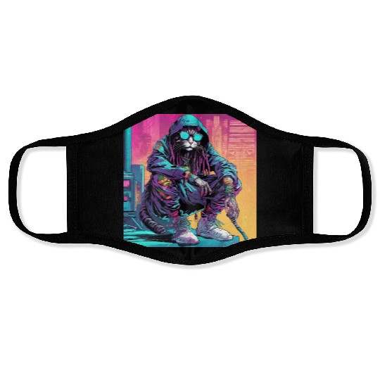 Cyberpunk Rastafari Cat Face Masks