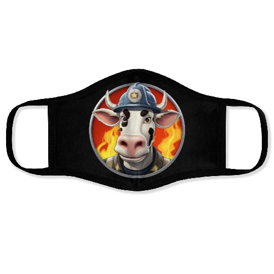 Firefighter cow Face Masks