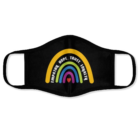 Empathy Hope Trust Loyalty Rainbow Face Masks