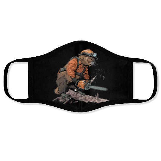 Beaver Lumberjack Chainsaw Face Masks