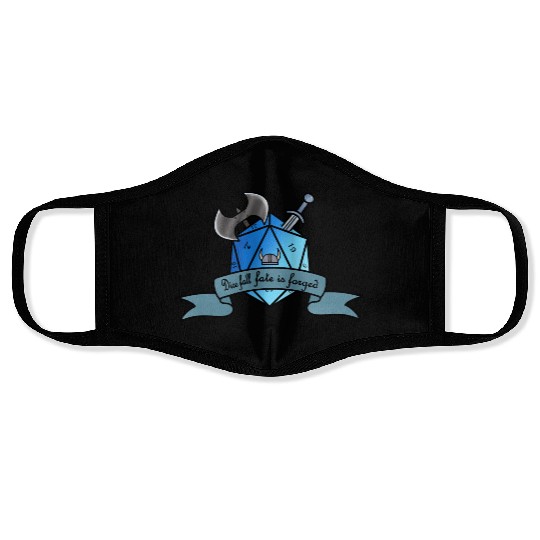 D20 dice with warrior theme Face Masks