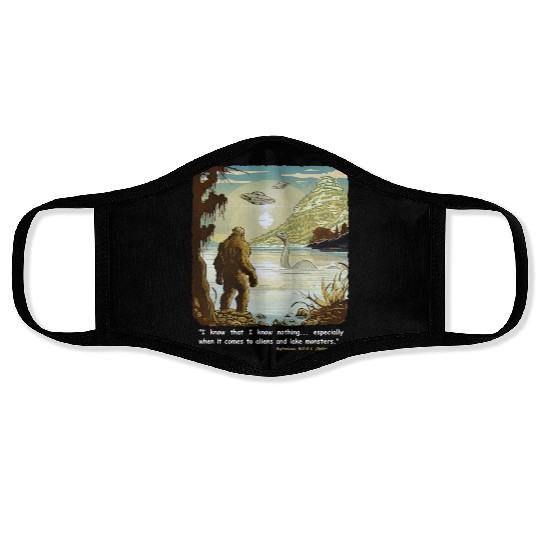 Funny Bigfoot Philosophy Loch Ness Monster UFOs Face Masks