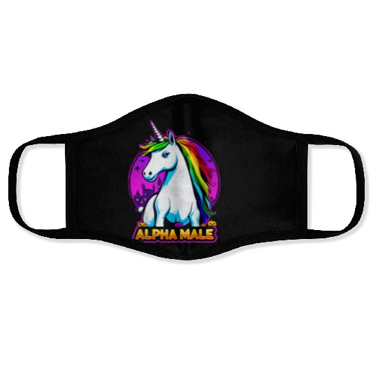 Alpha male LGBT unicorn Halloween Neon Colors Face Masks