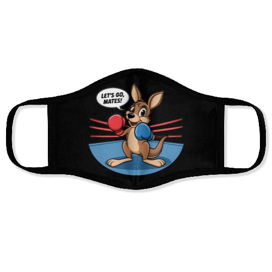 The kangaroo is in a boxing pose Face Masks