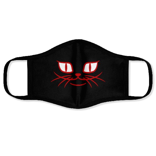 Creepy Cat Eayes Looks Happy Happy Smiling Evil Face Masks