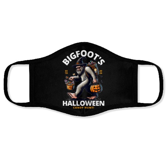 Bigfoot halloween candy hunt Face Masks