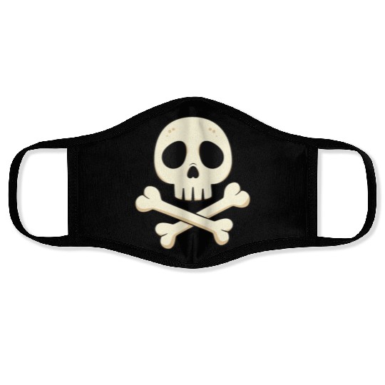 Cartoon skull and crossbones Face Masks