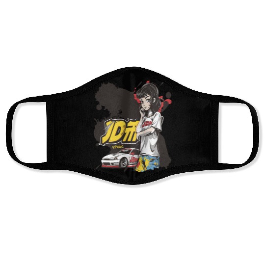 Cute Anime Girl JDM Car Street Racer Face Masks